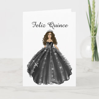 Cartão Feliz Quince Black Quinceañera Birthday Card