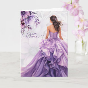 Cartão Feliz Quinceanera 15º Aniversário Lavanda Roxo