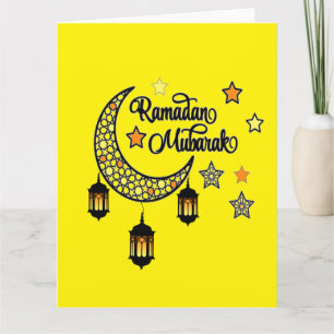 Cartão Feliz Ramadan Mubarak Kareem Lanterna crescente 