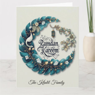 Cartão Feliz Ramadan Mubarak   Ramadan Kareem Azul Muçulm