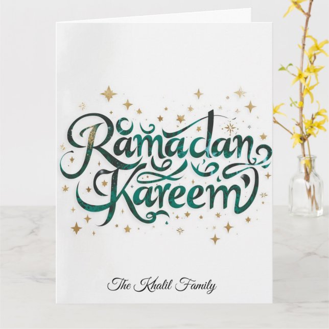 Cartão Feliz Ramadan Mubarak Ramadan Kareem Dourado Muçul (Flor Amarela)