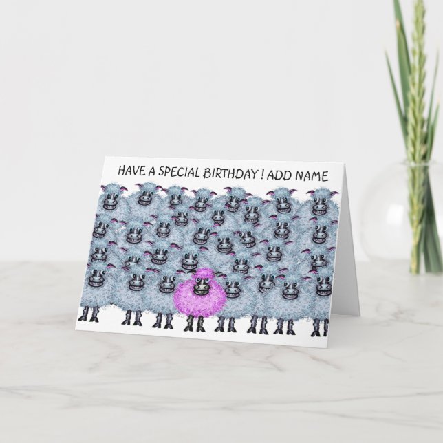 Cartão Feliz rebanho de carneiro (Frente)