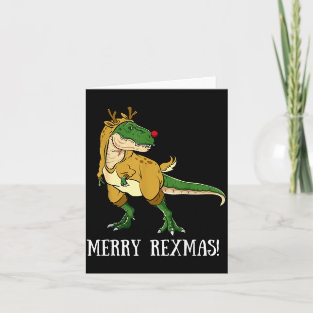 Cartão Feliz Rexmas Renaud T-rex Rodolfo Dinossauro Natal (Frente)