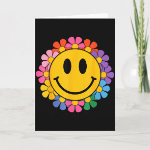 Cartão Feliz Rosto Sorriso Margarida Retro Estética Prépp