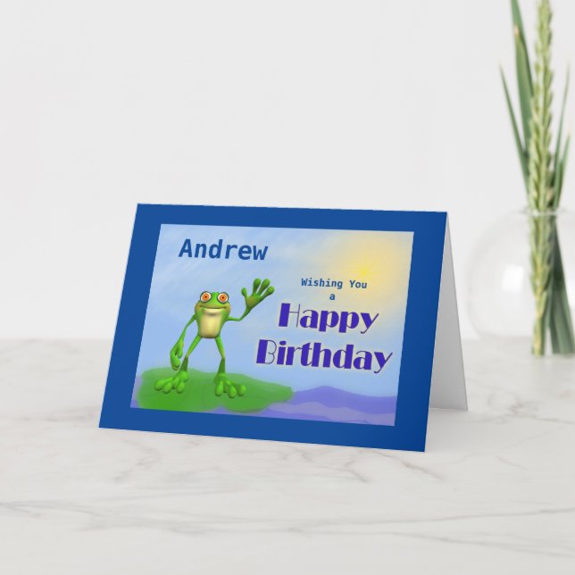 Cartão Feliz Sapo de aniversário (Frente)