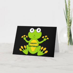 Cartão Feliz Sapo Verde de Aniversário