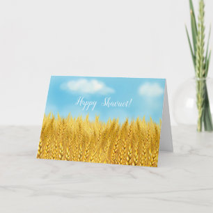 Cartão Feliz SHAVUOOT Dourado Trigo Campo Aquarela Saudaç