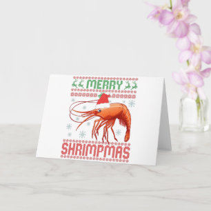 Cartão Feliz Shrimpmas Engraçado Presente no Sweater de N