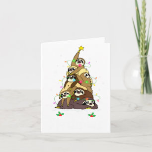 Cartão Feliz Slothmas Cute Natal Sloth Chapéu do Papai No