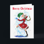 Cartão Feliz Snowman e Rapariga Tango Feliz Natal<br><div class="desc">Feliz Snowman e Rapariga Tango Festa de Natal Desenho de Cartoon Divertido - Escolha / Adicione seu Texto / Nome / Cor - Faça seu presente especial - Redimensione e mova-se ou remova e adicione elementos / texto com a ferramenta de personalização! Desenho e Design por MIGNED. Por favor, veja...</div>