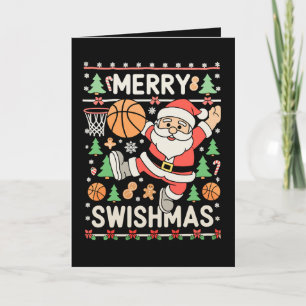 Cartão Feliz Swishmas Natal Feio Basquete Papai Noel