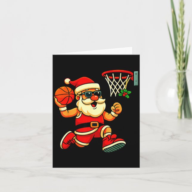 Cartão Feliz Swishmas Suéter Feio de Natal Basquete C (Frente)