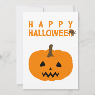 Cartão Feliz texto de Halloween e abóbora em branco