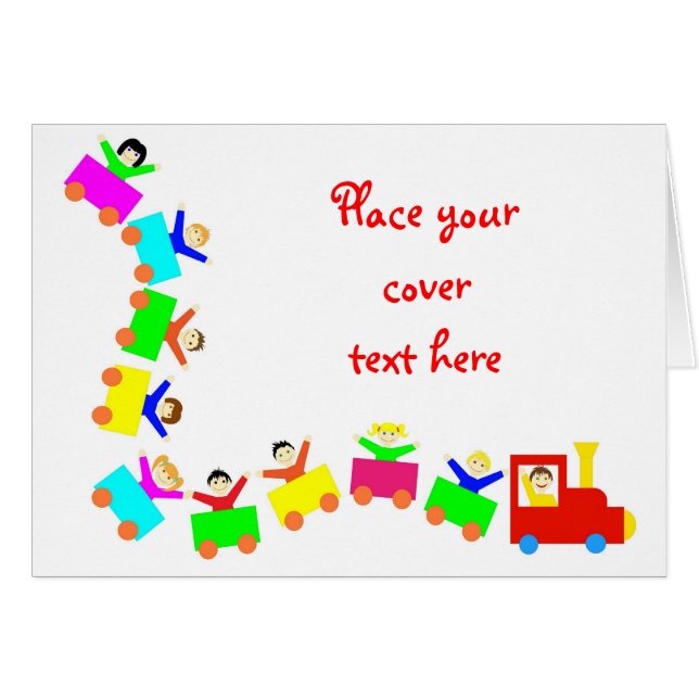 Cartão Feliz trem infantil (Frente Horizontal)