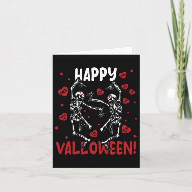Cartão Feliz Valloween Funny Dancing Skeleton Gótico Vale (Frente)