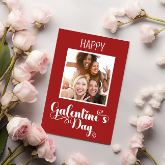 Cartão Feliz Vermelho de Galentine com Foto Projetada por