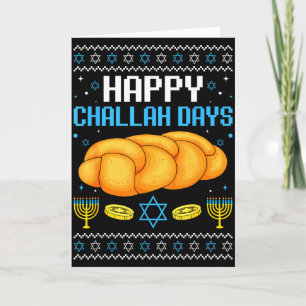 Cartão Felizes Dias Challah Natal Feio Hanukkah 