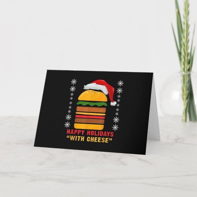 Cartão Felizes Festas Com Queijo  Cheeseburger De Natal (Frente)