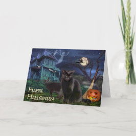 Cartão Felizes Gatos De Halloween