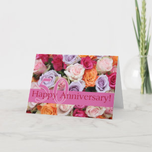 Cartão Felizes rosas de 50 anos