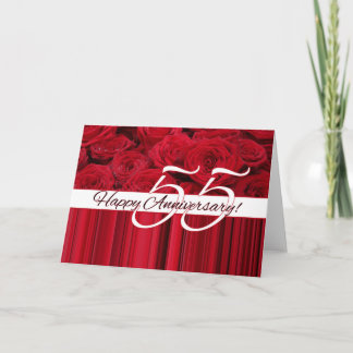Cartão Felizes rosas de 55 anos