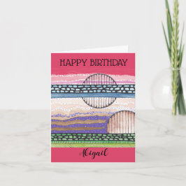 Cartão Fell Top Fantasy, mídia mista, seu nome, aniversár