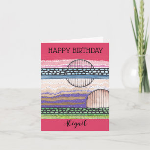 Cartão Fell Top Fantasy, mídia mista, seu nome, aniversár