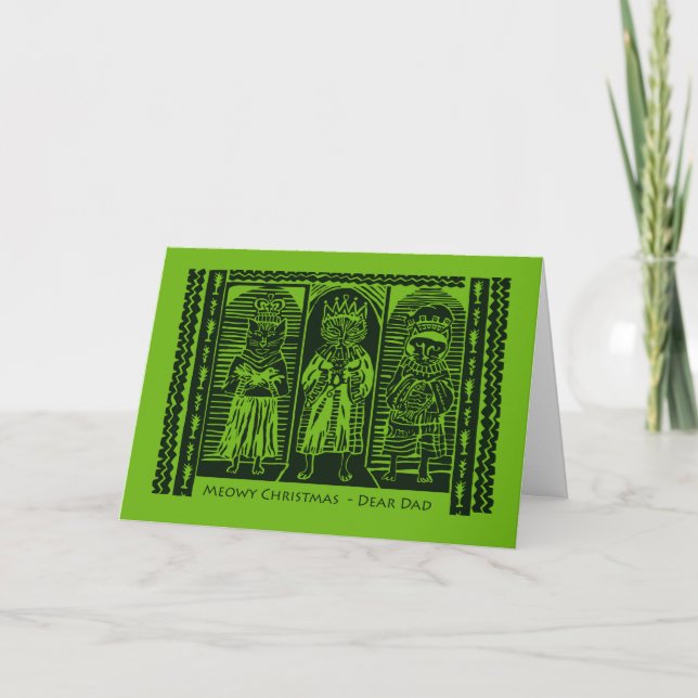 Cartão Felowy Christmas for Pai, Wise Cats, Feline Magi (Frente)