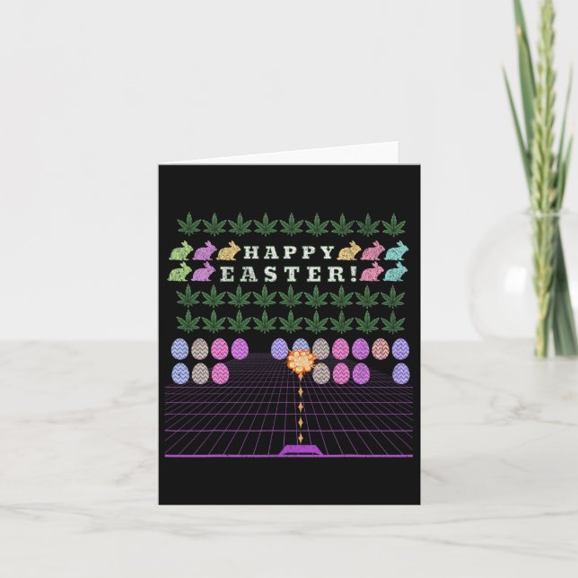 Cartão Felz pascoa 2025 - Meme Bunny Gaming Tee (Frente)