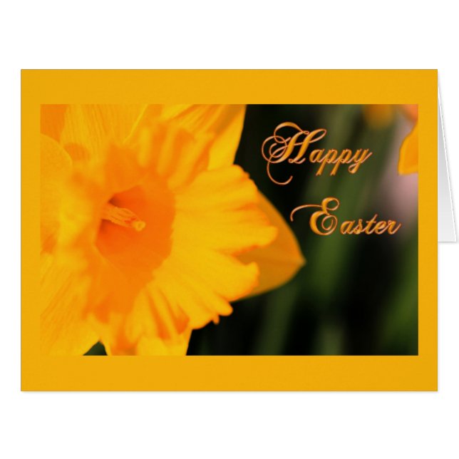Cartão Felz pascoa Amarelo Flor Daffodilo do Primavera (Frente horizontal)