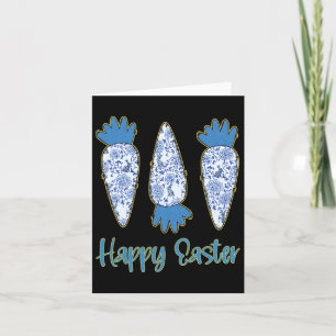 Cartão Felz pascoa Azul Floral Chinoiserie Ovos De Cenour