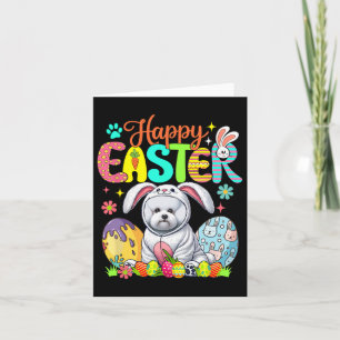 Cartão Felz pascoa Bichon Frise Cosplay Bunny Chocolate