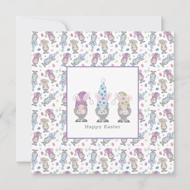 Cartão Felz pascoa Bunny Gnomos (Frente)