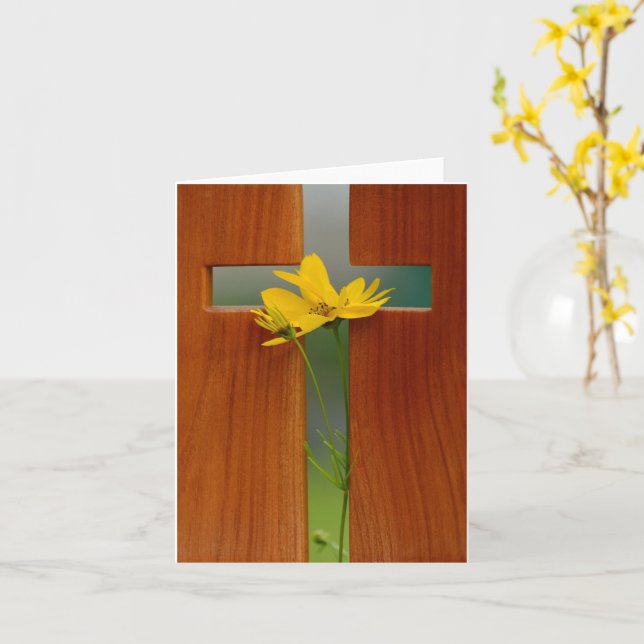Cartão Felz pascoa Cross (Flor Amarela)