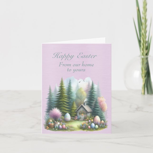 Cartão Felz pascoa Da Nossa Casa Para A Sua (Frente)