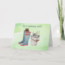 Cartão Felz pascoa da placa de saudação do Primavera Cat