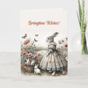 Cartão Felz pascoa de desejos de Bunnies Editáveis