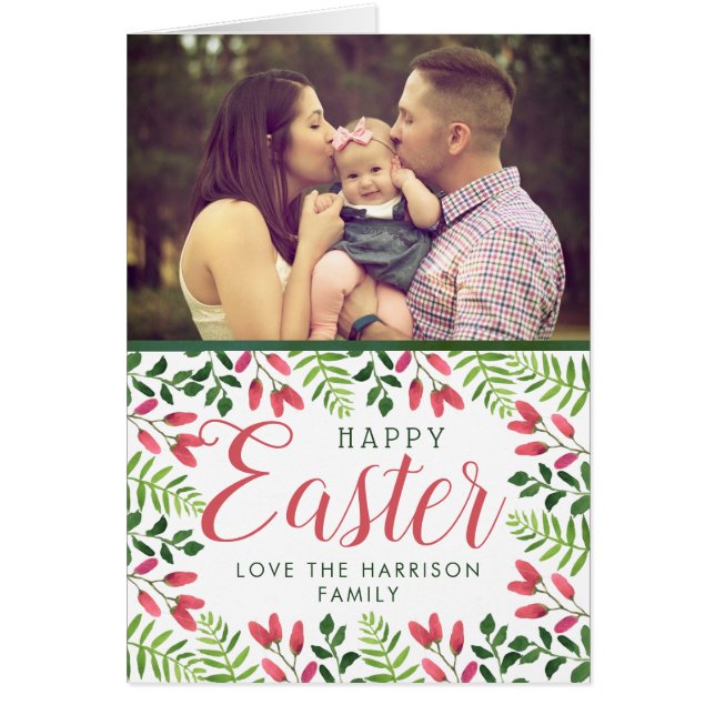 Cartão Felz pascoa de Fotografia Personalizada Simples do (Frente)