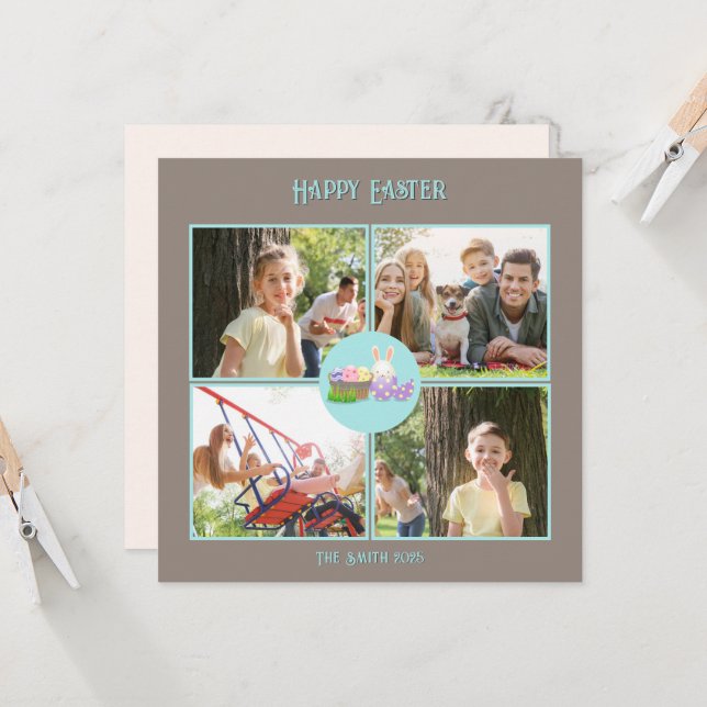 Cartão Felz pascoa deseja verde plano (Frente/Verso In Situ)