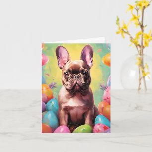 Cartão Felz pascoa francês Buldogue