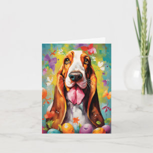 Cartão Felz pascoa Hound Basset