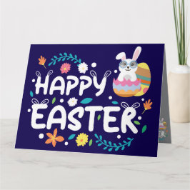 Cartão Felz pascoa, Ovos, Coelhinhos E Flores