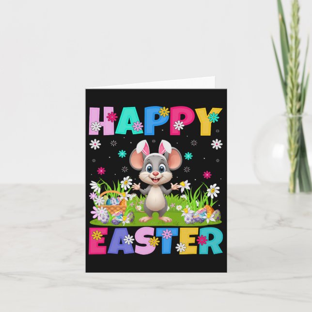 Cartão Felz pascoa Rat Ovo Caça Coelho Orelha Páscoa (Frente)