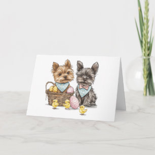 Cartão Felz pascoa Yorkshire Terrier Dogs