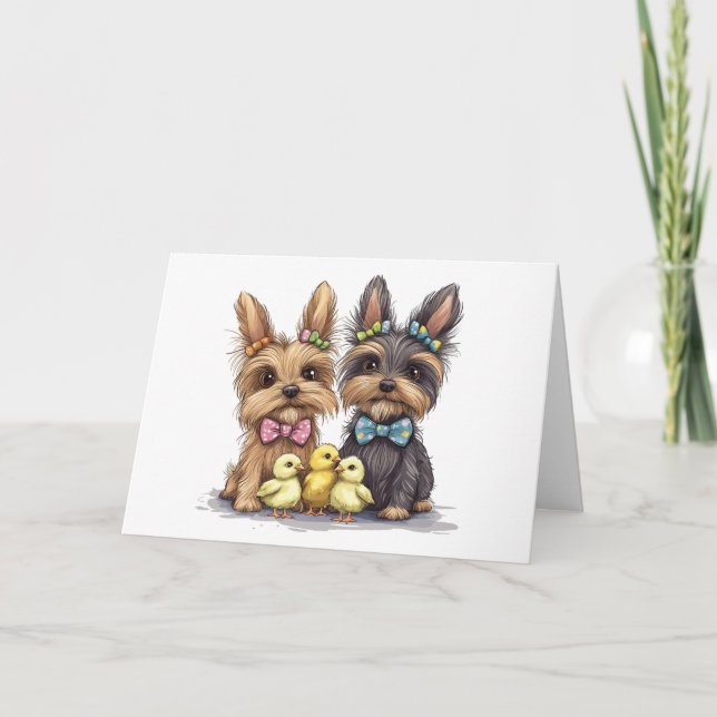 Cartão Felz pascoa Yorkshire Terrier Dogs (Frente)