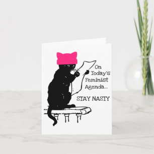 Cartão Feminista Resiste Gato Rosa Rosa Fica Desagradável