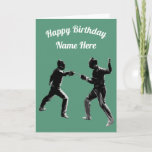 Cartão Fencing Customisable Card<br><div class="desc">Customisable Fencing Card,  Change the occasion or details of who the card is for. Feel free to change the background colour or add a personal message. A pin on a social media platform would be appreciated. Thanks for taking the time to look at this product.</div>