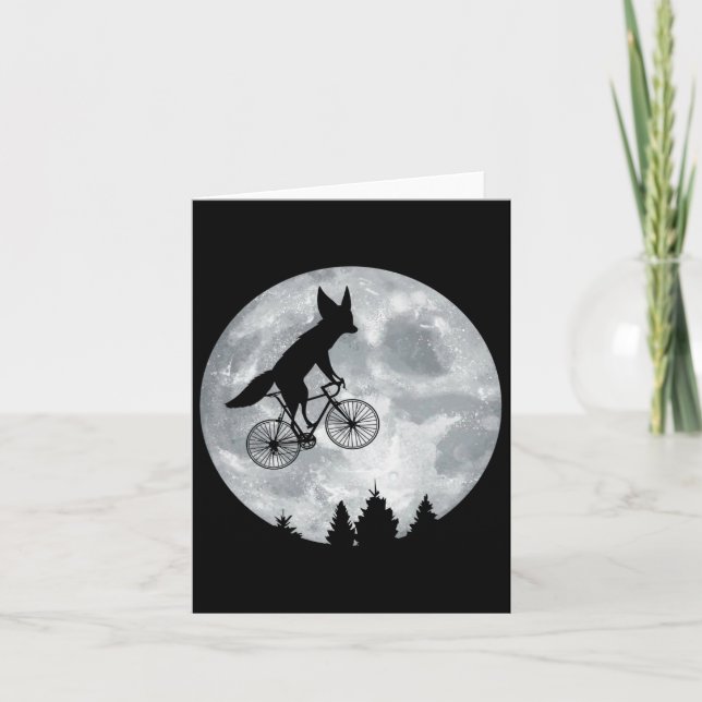 Cartão Fennec Fox Riding Moon Bike Halloween Lunar Cyclin (Frente)