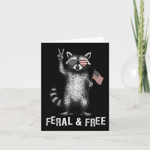 Cartão Feral E Grátis Raccoon 4 De Julho Eua Patri