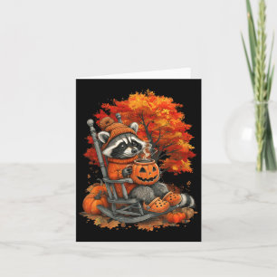 Cartão Feral Girl Fall Raccoon Halloween Pumpkin Raccoon